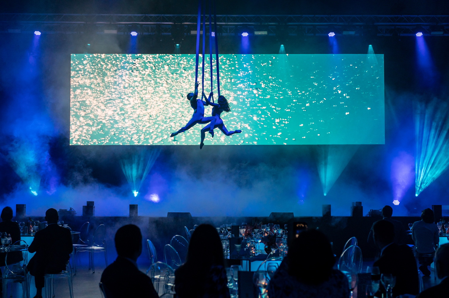 Acrobats performing at event