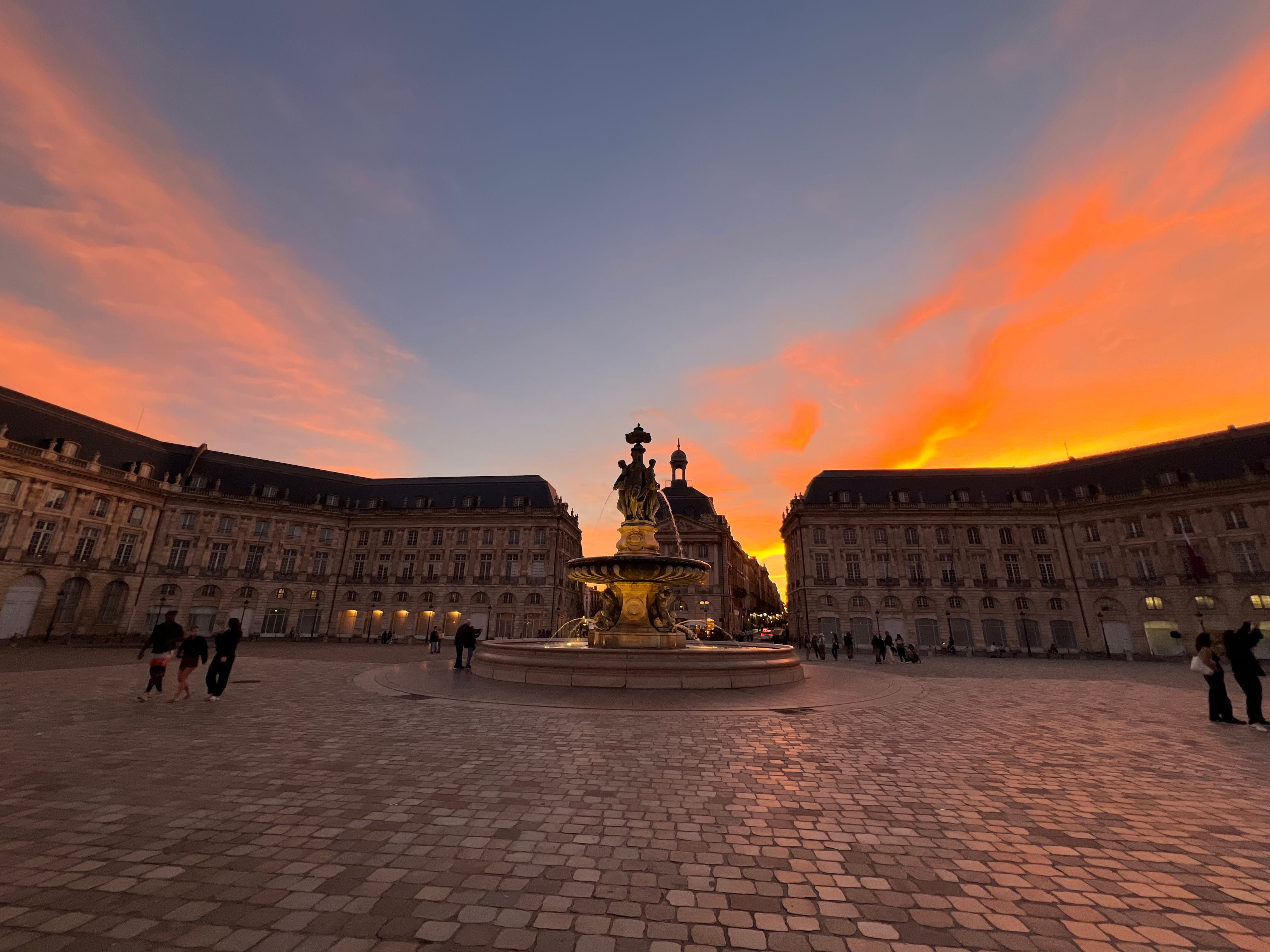 Square in Bordeaux at sunset