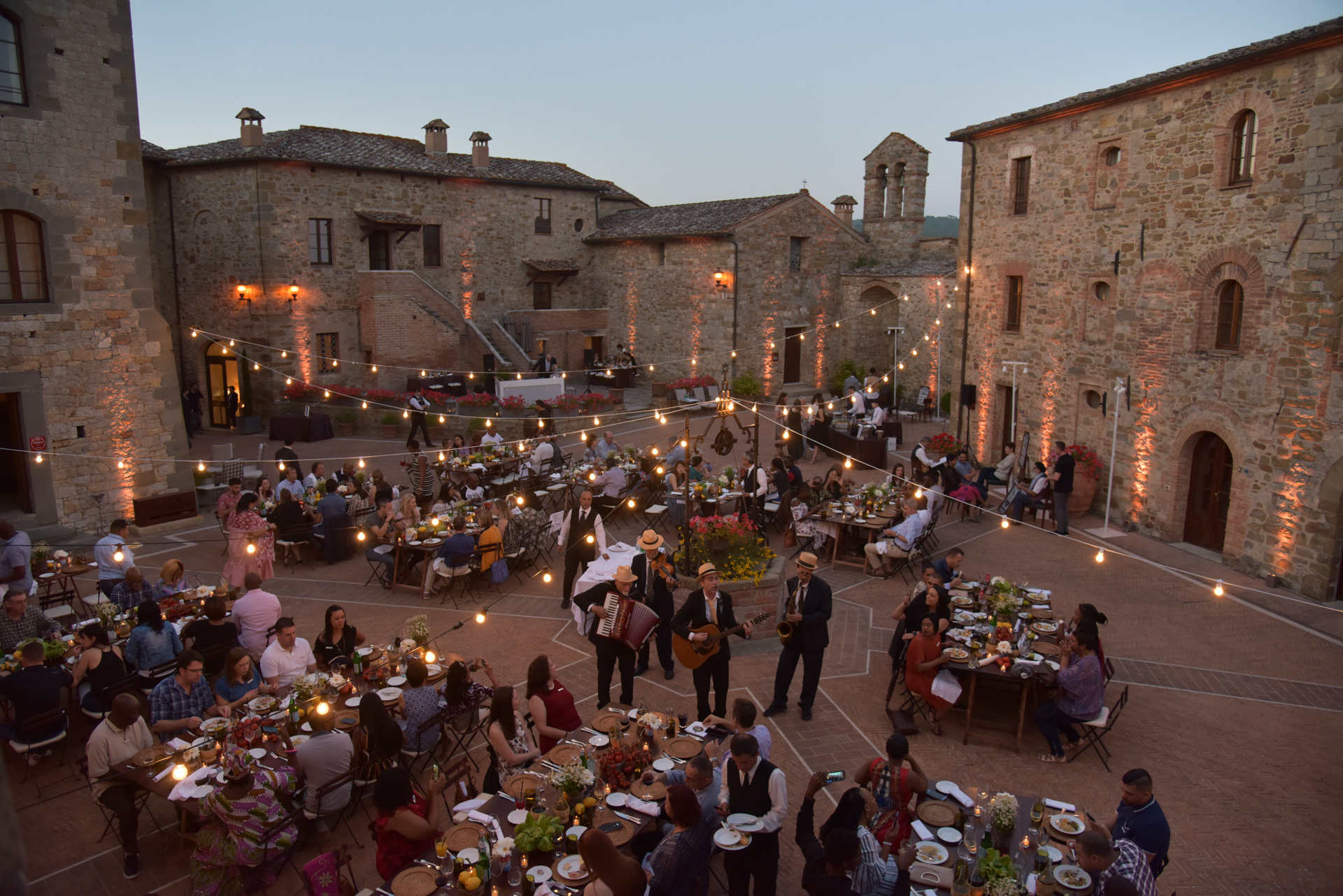 outdoor dinner in a Tuscan hamlet