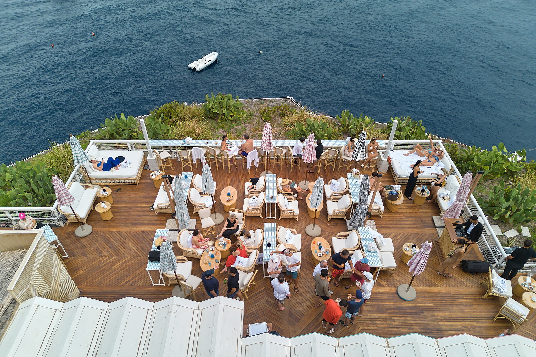 incentive travel group on a terrace