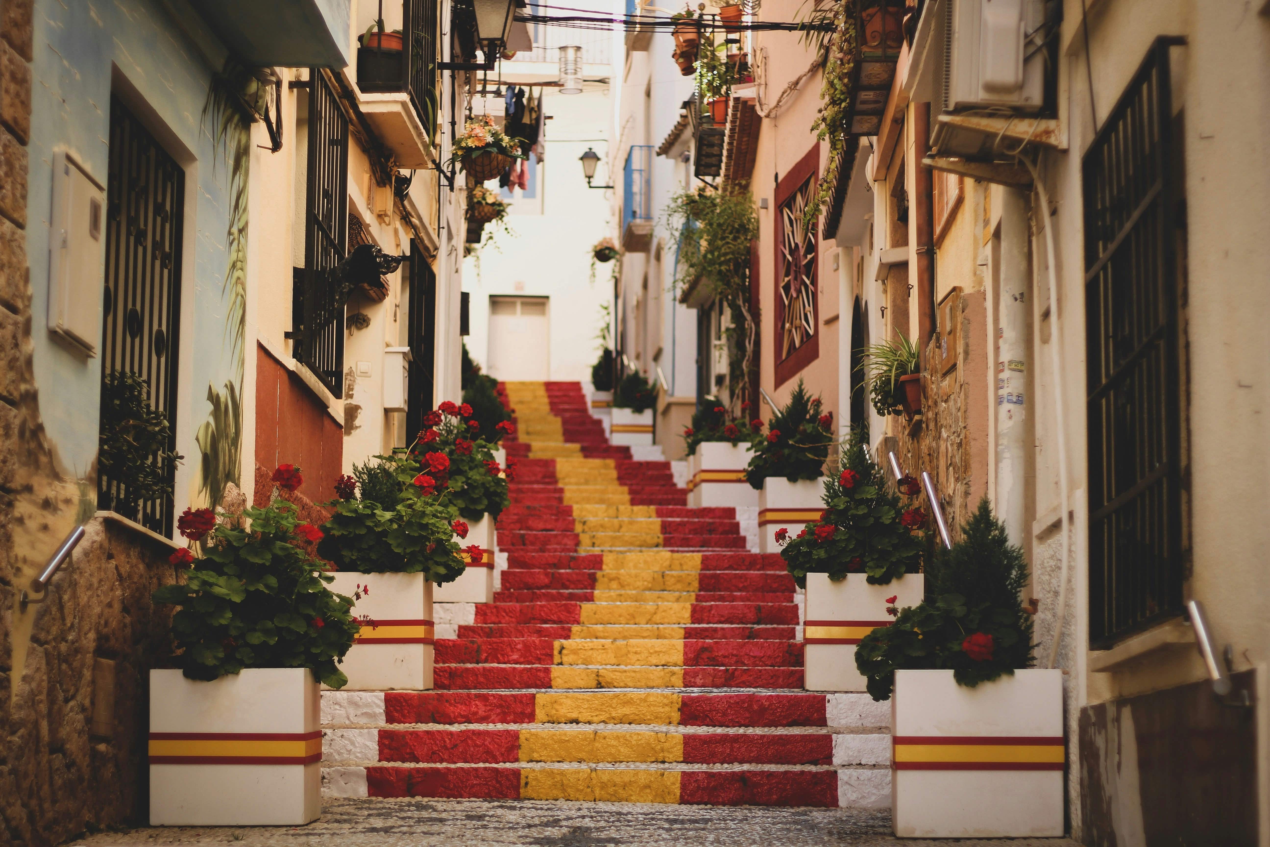 red and yellow steps in Spain