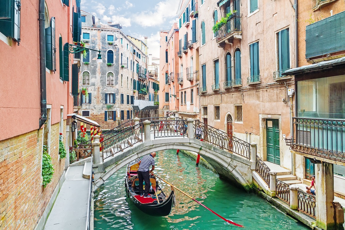 Canals and gondolas in Venice