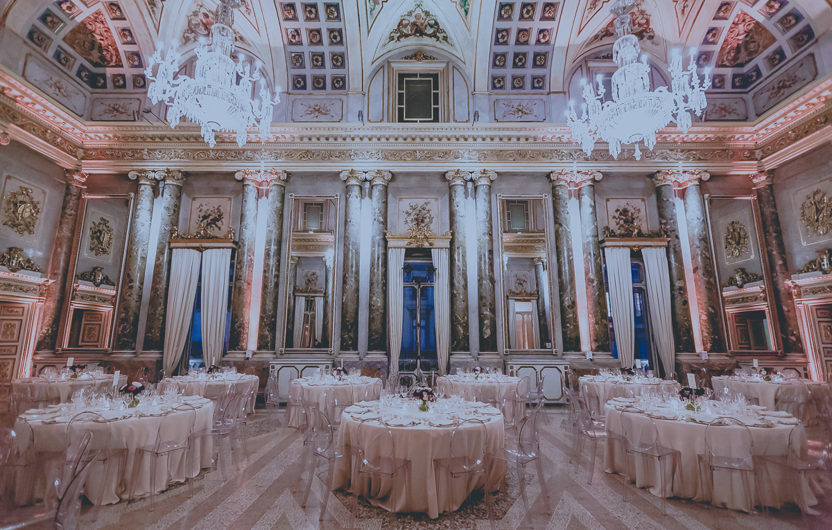 Fashion themed corporate event in Milan, the hall where the dinner took place